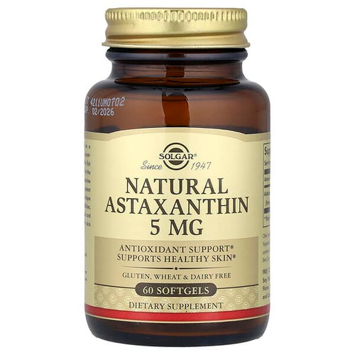 <img alt="Solgar, Natural Astaxanthin, 5 mg, 60 Softgels" title="Solgar, Natural Astaxanthin, 5 mg, 60 Softgels,033984000711"