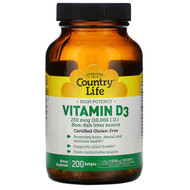 <img alt="Country Life, Vitamin D3, High Potency, 10,000 I.U., 200 Softgels" title="Country Life, Vitamin D3, High Potency, 10,000 I.U., 200 Softgels,015794058168"