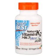 <img alt="Doctors Best, Natural Vitamin K2 MK-7 with MenaQ7 plus Vitamin D3, 180 mcg, 60 Veggie Caps" title="Doctors Best, Natural Vitamin K2 MK-7 with MenaQ7 plus Vitamin D3, 180 mcg, 60 Veggie Caps,753950004047"