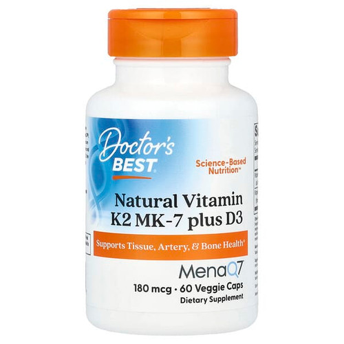 <img alt="Doctors Best, Natural Vitamin K2 MK-7 plus D3, 180 mcg, 60 Veggie Caps" title="Doctors Best, Natural Vitamin K2 MK-7 plus D3, 180 mcg, 60 Veggie Caps,753950004047"