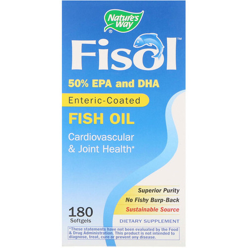 <img alt="Natures Way, Fisol, Enteric-Coated Fish Oil, 180 Softgels" title="Natures Way, Fisol, Enteric-Coated Fish Oil, 180 Softgels,033674153345"