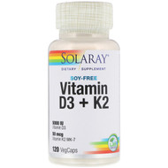 <img alt="Solaray, Soy-Free Vitamin D-3 + K-2, 120 VegCaps" title="Solaray, Soy-Free Vitamin D-3 + K-2, 120 VegCaps,076280574456"