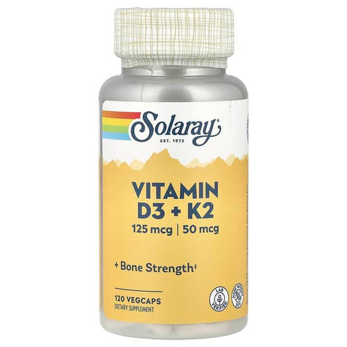 <img alt="Solaray, Vitamin D3 + K2, 120 VegCaps" title="Solaray, Vitamin D3 + K2, 120 VegCaps,076280574456"