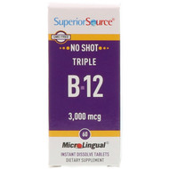 Superior Source, Triple B-12, 3,000 mcg, 60 MicroLingual Instant Dissolve Tablets