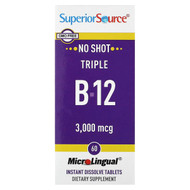 <img alt="Superior Source, Triple B-12, 3,000 mcg, 60 MicroLingual Instant Dissolve Tablets" title="Superior Source, Triple B-12, 3,000 mcg, 60 MicroLingual Instant Dissolve Tablets,076635910106"