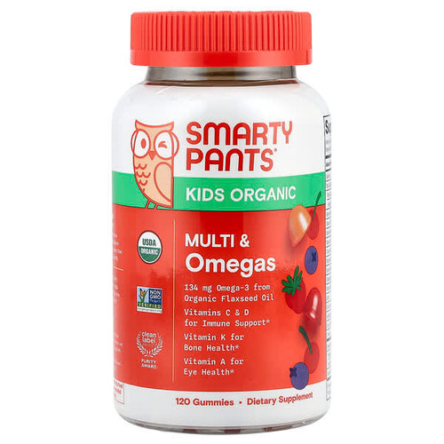 <img alt="SmartyPants, Kids Organic, Multi & Omegas Gummies, Mixed Berry and Cherry, 120 Gummies" title="SmartyPants, Kids Organic, Multi & Omegas Gummies, Mixed Berry and Cherry, 120 Gummies,817053020790"