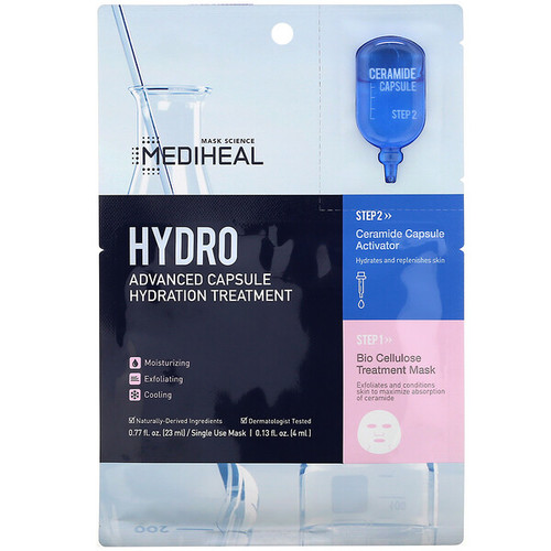 <img alt="Mediheal, Hydro, Advanced Capsule Hydration Treatment Mask, 5 Sheets, 0.77 fl oz (23 ml) Each" title="Mediheal, Hydro, Advanced Capsule Hydration Treatment Mask, 5 Sheets, 0.77 fl oz (23 ml) Each,8809615051870"