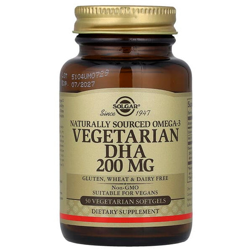 <img alt="Solgar, Naturally Sourced Omega-3, Vegetarian DHA, 200 mg, 50 Vegetarian Softgels" title="Solgar, Naturally Sourced Omega-3, Vegetarian DHA, 200 mg, 50 Vegetarian Softgels,033984348455"