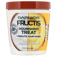 3 PACK of Garnier, Fructis, Nourishing Treat, 1 Minute Hair Mask, + Coconut Extract, 13.5 fl oz (400 ml)