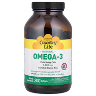 <img alt="Country Life, Natural Omega-3, 1,000 mg, 200 Softgels" title="Country Life, Natural Omega-3, 1,000 mg, 200 Softgels,015794044987"