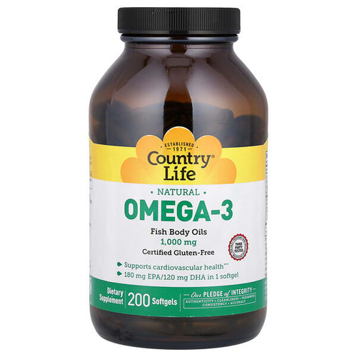 <img alt="Country Life, Natural Omega-3, 1,000 mg, 200 Softgels" title="Country Life, Natural Omega-3, 1,000 mg, 200 Softgels,015794044987"