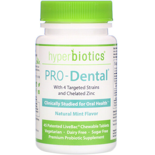 <img alt="Hyperbiotics, PRO-Dental, Natural Mint Flavor, 45 Chewable Tablets" title="Hyperbiotics, PRO-Dental, Natural Mint Flavor, 45 Chewable Tablets,9506000058559"
