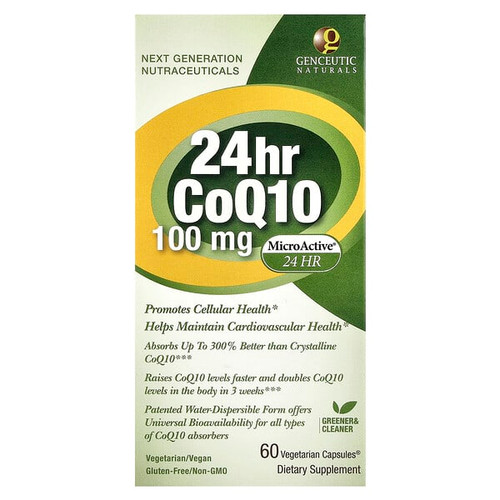 <img alt="Genceutic Naturals, 24hr CoQ10, 100 mg, 60 Vegetarian Capsules" title="Genceutic Naturals, 24hr CoQ10, 100 mg, 60 Vegetarian Capsules,896245001182"