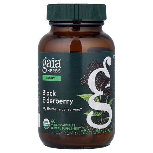 <img alt="Gaia Herbs, Black Elderberry, 60 Vegan Capsules" title="Gaia Herbs, Black Elderberry, 60 Vegan Capsules,751063400602"