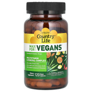 <img alt="Country Life, Max for Vegans, Multivitamin & Mineral Complex, 120 Vegan Capsules" title="Country Life, Max for Vegans, Multivitamin & Mineral Complex, 120 Vegan Capsules,015794081074"