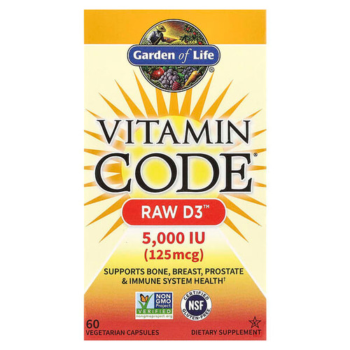 <img alt="Garden of Life, Vitamin Code, RAW D3, 125 mcg (5,000 IU), 60 Vegetarian Capsules" title="Garden of Life, Vitamin Code, RAW D3, 125 mcg (5,000 IU), 60 Vegetarian Capsules,658010115865"