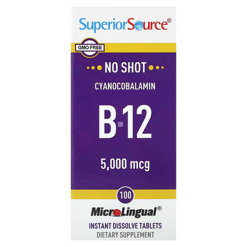 <img alt="Superior Source, B-12 (Cyanocobalamin), 5,000 mcg, 100 MicroLingual Instant Dissolve Tablets" title="Superior Source, B-12 (Cyanocobalamin), 5,000 mcg, 100 MicroLingual Instant Dissolve Tablets,076635907700"
