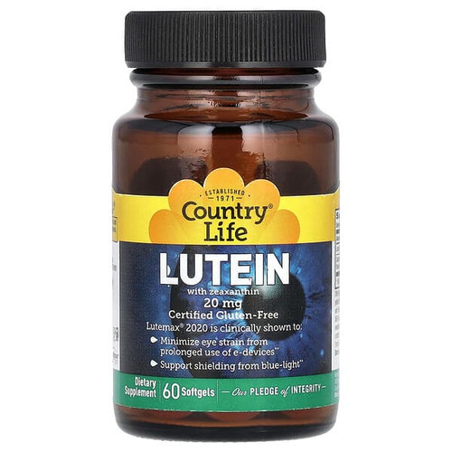<img alt="Country Life, Lutein with Zeaxanthin, 20 mg, 60 Softgels" title="Country Life, Lutein with Zeaxanthin, 20 mg, 60 Softgels,015794056058"