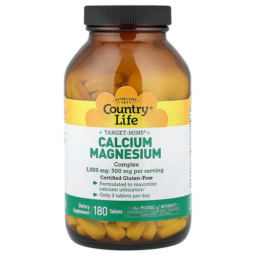 <img alt="Country Life, Target-Mins, Calcium-Magnesium Complex, 180 Tablets" title="Country Life, Target-Mins, Calcium-Magnesium Complex, 180 Tablets,015794024811"