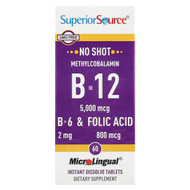 <img alt="Superior Source, Methylcobalamin B-12, B-6 & Folic Acid, 60 MicroLingual Instant Dissolve Tablets" title="Superior Source, Methylcobalamin B-12, B-6 & Folic Acid, 60 MicroLingual Instant Dissolve Tablets,076635907601"