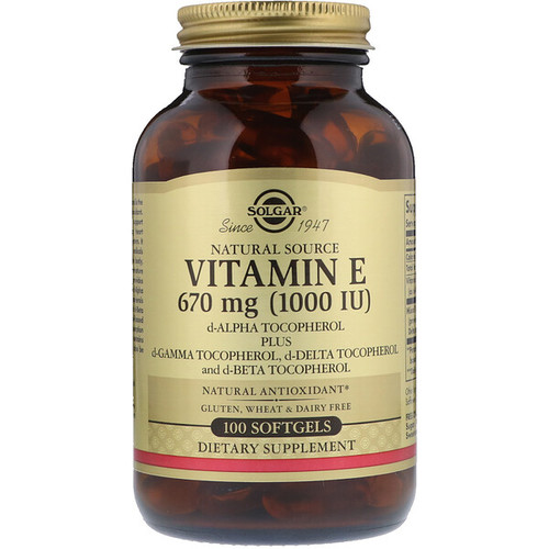 <img alt="Solgar, Natural Vitamin E, 1000 IU, 100 Softgels" title="Solgar, Natural Vitamin E, 1000 IU, 100 Softgels,033984035614"