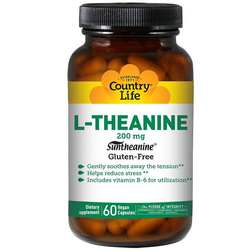<img alt="Country Life, L-Theanine, 200 mg, 60 Vegan Caps" title="Country Life, L-Theanine, 200 mg, 60 Vegan Caps,015794014126"