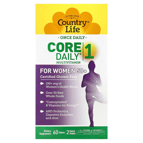 <img alt="Country Life, Core Daily 1 Multivitamin for Women 50+, 60 Tablets" title="Country Life, Core Daily 1 Multivitamin for Women 50+, 60 Tablets,015794081968"