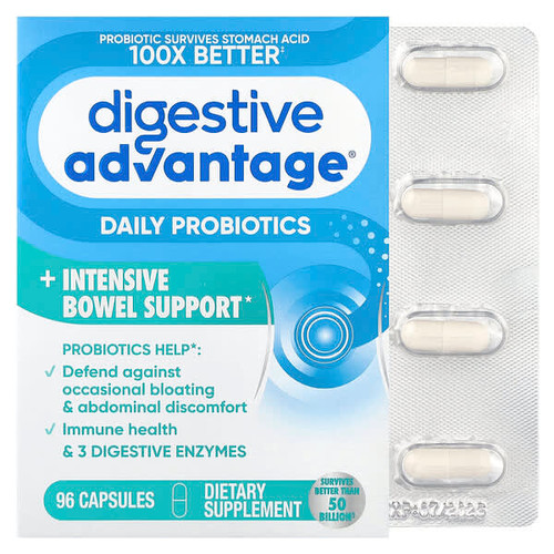<img alt="Schiff, Digestive Advantage, Daily Probiotics + Intensive Bowel Support, 96 Capsules" title="Schiff, Digestive Advantage, Daily Probiotics + Intensive Bowel Support, 96 Capsules,815066001171"
