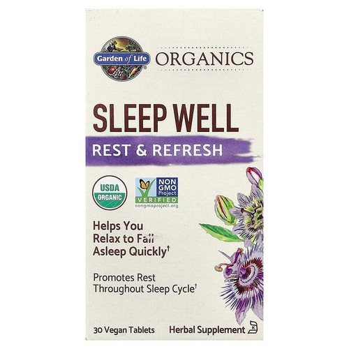 <img alt="Garden of Life, Organics, Sleep Well, 30 Vegan Tablets" title="Garden of Life, Organics, Sleep Well, 30 Vegan Tablets,658010121897"