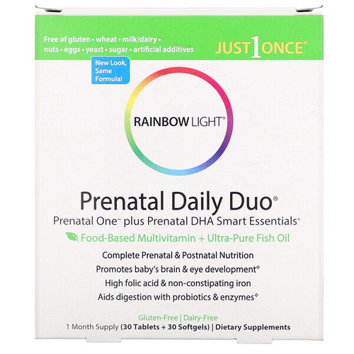 <img alt="Rainbow Light, Prenatal Daily Duo, Prenatal One plus Prenatal DHA Smart Essentials, 1 Month Supply (30 Tablets + 30 Softgels)" title="Rainbow Light, Prenatal Daily Duo, Prenatal One plus Prenatal DHA Smart Essentials, 1 Month Supply (30 Tablets + 30 Softgels),021888600069"