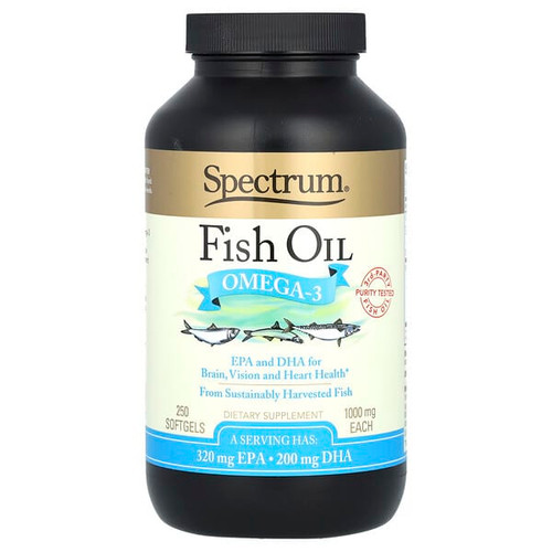 <img alt="Spectrum Essentials, Fish Oil, Omega-3, 250 Softgels (500 mg per Softgel)" title="Spectrum Essentials, Fish Oil, Omega-3, 250 Softgels (500 mg per Softgel),022506516250"