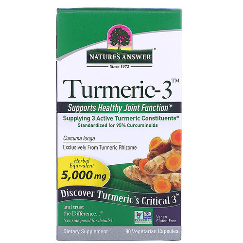 <img alt="Natures Answer, Turmeric-3, 5,000 mg, 90 Vegetarian Capsules" title="Natures Answer, Turmeric-3, 5,000 mg, 90 Vegetarian Capsules,083000163418"