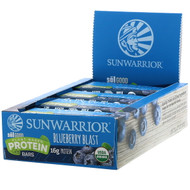 Sunwarrior, Sol Good, Plant-Based Protein Bars, Blueberry Blast, 12 Bars, 2.11 oz (60 g) Each