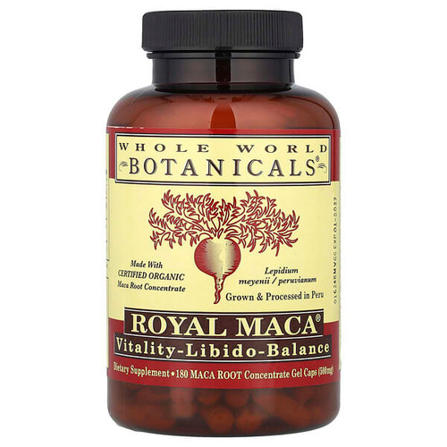 <img alt="Whole World Botanicals, Royal Maca, 500 mg, 180 Gel Caps" title="Whole World Botanicals, Royal Maca, 500 mg, 180 Gel Caps,691195001028"