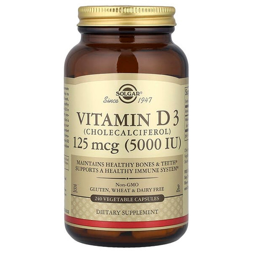 <img alt="Solgar, Vitamin D3 (Cholecalciferol), 125 mcg (5,000 IU), 240 Vegetable Capsules" title="Solgar, Vitamin D3 (Cholecalciferol), 125 mcg (5,000 IU), 240 Vegetable Capsules,033984033146"
