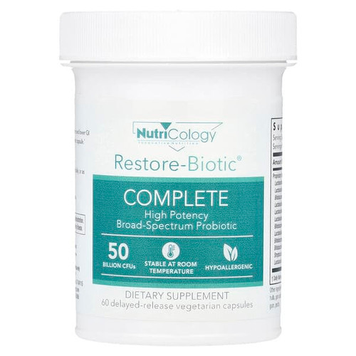 <img alt="Nutricology, Restore-Biotic Complete, 50 Billion CFUs, 60 Delayed-Release Vegetarian Capsules" title="Nutricology, Restore-Biotic Complete, 50 Billion CFUs, 60 Delayed-Release Vegetarian Capsules,713947573000"