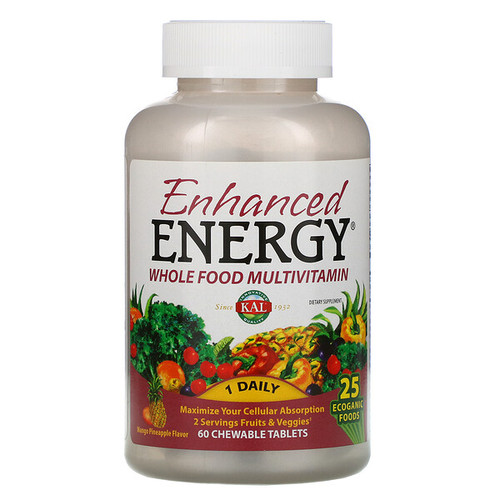 <img alt="KAL, Enhanced Energy, Whole Food Multivitamin, Mango Pineapple Flavor, 60 Chewable Tablets" title="KAL, Enhanced Energy, Whole Food Multivitamin, Mango Pineapple Flavor, 60 Chewable Tablets,021245551195"