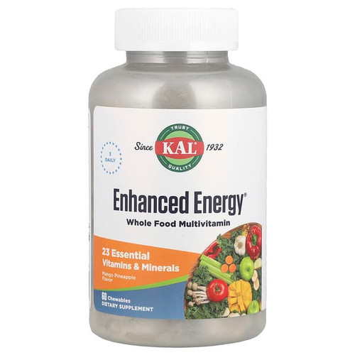 <img alt="KAL, Enhanced Energy, Whole Food Multivitamin, Mango Pineapple, 60 Chewables" title="KAL, Enhanced Energy, Whole Food Multivitamin, Mango Pineapple, 60 Chewables,021245551195"