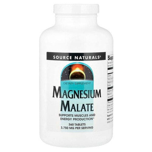 <img alt="Source Naturals, Magnesium Malate, 360 Tablets (1,250 mg per Tablet)" title="Source Naturals, Magnesium Malate, 360 Tablets (1,250 mg per Tablet),021078005353"