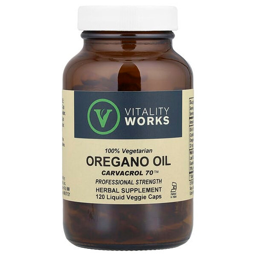 <img alt="Vitality Works, Oregano Oil, Carvacrol 70, 510 mg, 120 Liquid Veggie Caps" title="Vitality Works, Oregano Oil, Carvacrol 70, 510 mg, 120 Liquid Veggie Caps,788332084225"