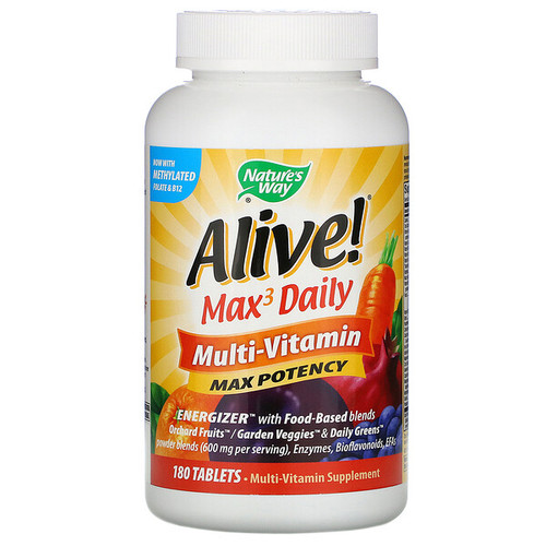 <img alt="Natures Way, Alive! Max3 Daily, Multi-Vitamin, 180 Tablets" title="Natures Way, Alive! Max3 Daily, Multi-Vitamin, 180 Tablets,033674149287"