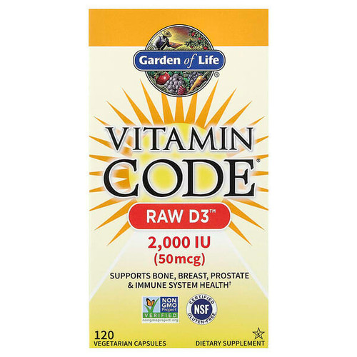 <img alt="Garden of Life, Vitamin Code, RAW D3, 120 Vegetarian Capsules" title="Garden of Life, Vitamin Code, RAW D3, 120 Vegetarian Capsules,658010116565"