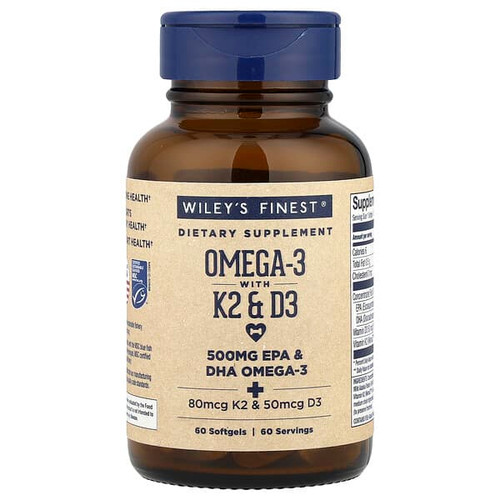<img alt="Wileys Finest, Omega-3 With K2 & D3, 60 Softgels" title="Wileys Finest, Omega-3 With K2 & D3, 60 Softgels,857188004340"