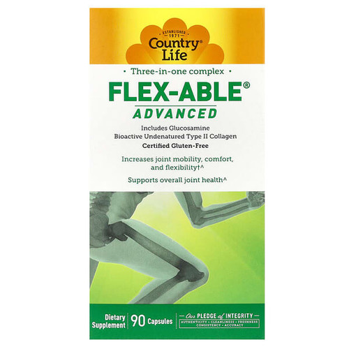 <img alt="Country Life, Three-In-One Complex, Flex-Able Advanced, 90 Capsules" title="Country Life, Three-In-One Complex, Flex-Able Advanced, 90 Capsules,015794050407"
