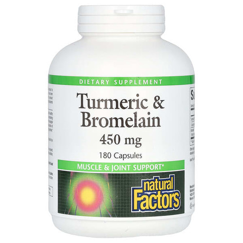 <img alt="Natural Factors, Turmeric & Bromelain, 450 mg, 180 Capsules" title="Natural Factors, Turmeric & Bromelain, 450 mg, 180 Capsules,068958017396"