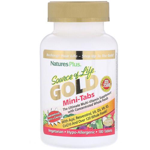 <img alt="Natures Plus, Source of Life, Gold, Mini-Tabs, The Ultimate Multi-Vitamin Supplement with Concentrated Whole Foods, 180 Tablets" title="Natures Plus, Source of Life, Gold, Mini-Tabs, The Ultimate Multi-Vitamin Supplement with Concentrated Whole Foods, 180 Tablets,097467307148"