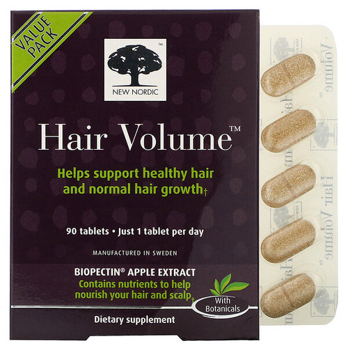 <img alt="New Nordic, Hair Volume With Apple Extract, 90 Tablets" title="New Nordic, Hair Volume With Apple Extract, 90 Tablets,741805747218"