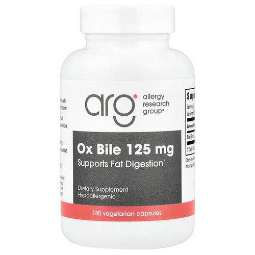 <img alt="Allergy Research Group, Ox Bile, 125 mg, 180 Vegetarian Capsules" title="Allergy Research Group, Ox Bile, 125 mg, 180 Vegetarian Capsules,713947763708"