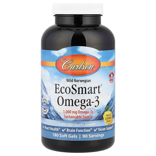 <img alt="Carlson, Wild Norwegian, EcoSmart Omega-3, Natural Lemon, 180 Soft Gels" title="Carlson, Wild Norwegian, EcoSmart Omega-3, Natural Lemon, 180 Soft Gels,088395018022"