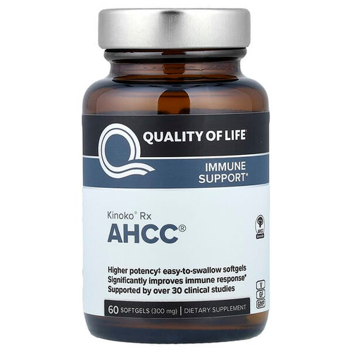 <img alt="Quality of Life, Kinoko Rx, AHCC, 60 Softgels (300 mg per Softgel)" title="Quality of Life, Kinoko Rx, AHCC, 60 Softgels (300 mg per Softgel),812259003394"
